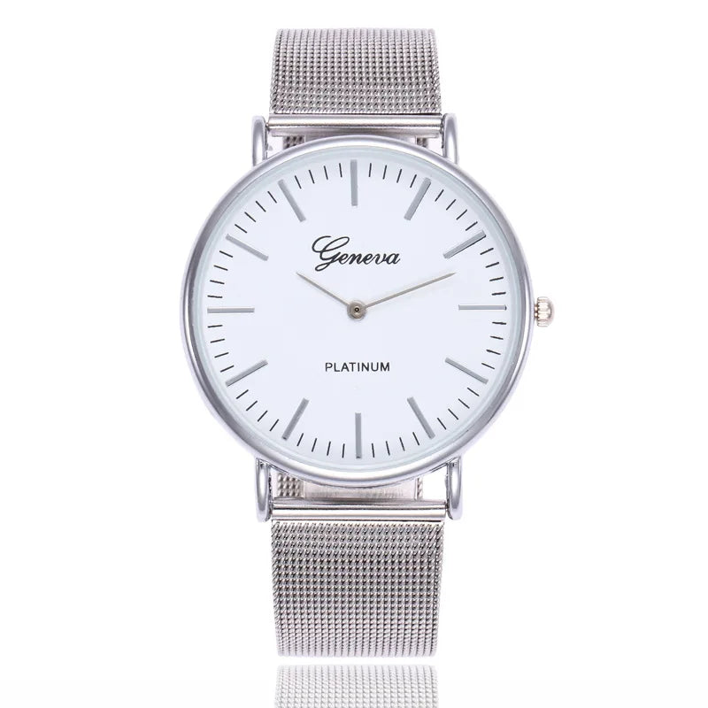 2025 New Brand Geneva Rosy Gold Casual Quartz Watch Women Metal Mesh Stainless Steel Watches Relogio Feminino Ladies Wrist Watch