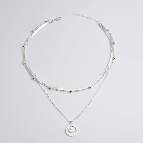 925 Sterling Silver Three-Layer Round Necklace Simple Snake Chain Charm Ball Chain Party Gift For Women's Exquisite Jewelry