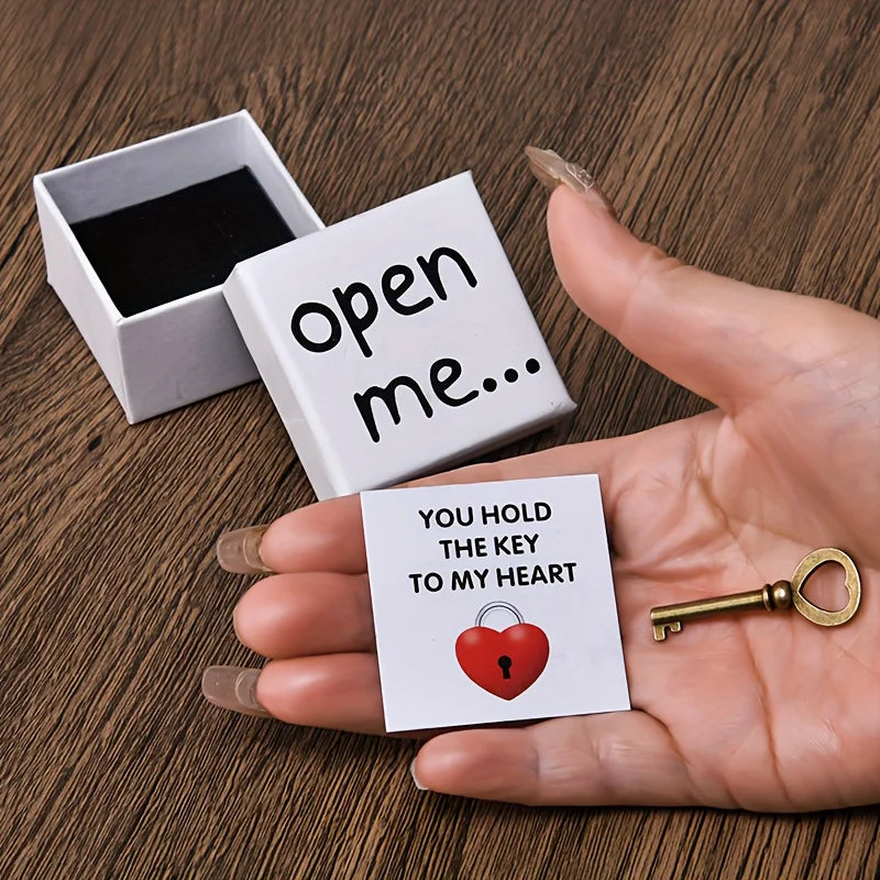 Charming 'Open Me' Surprise Gift Box Containing A Key & Message Card, Perfect for Valentine's Day, and Gifts for Friends