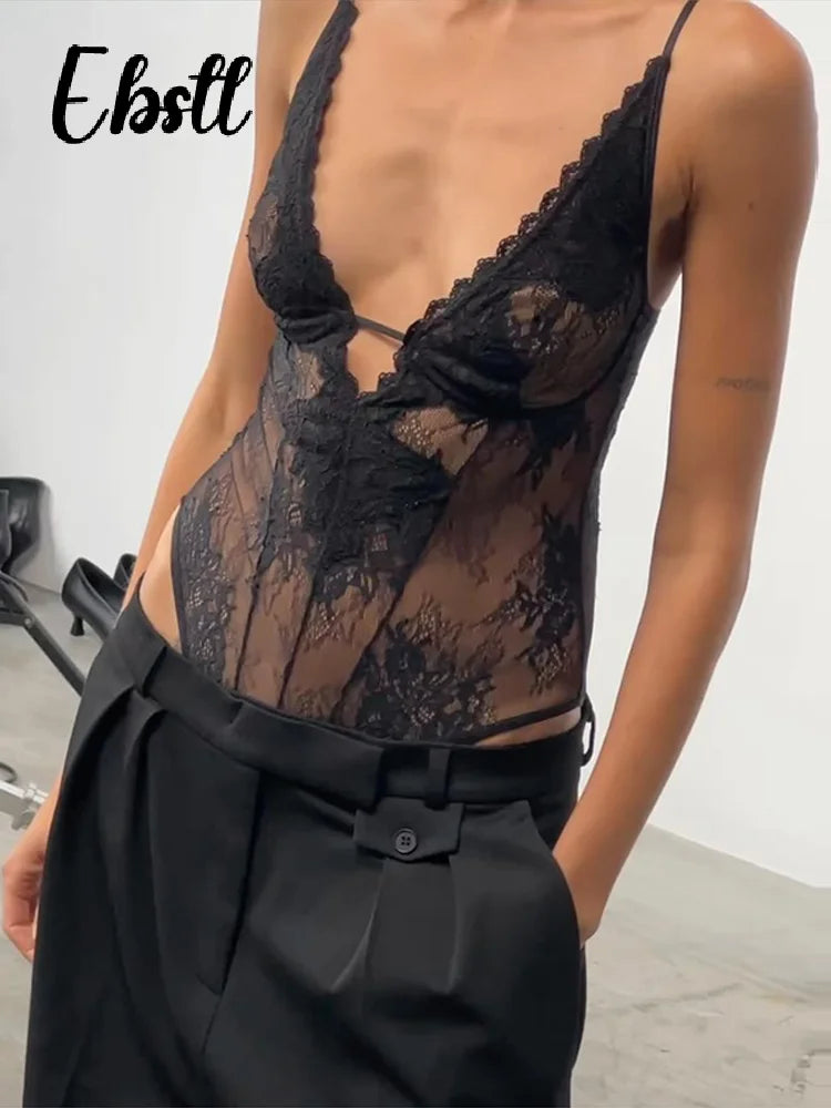 Sexy Lace Halter Rompers Women's Slim Deep V-neck Backless Sleeveless Playsuits 2026 Summer Ladies New Hollow-out Jumpsuits