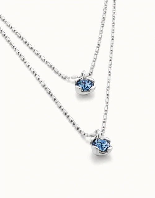 2025 Summer New Style Dazzling Double Layered Blue Crystal Necklace Women's Accessories Gift for Friends' Banquet