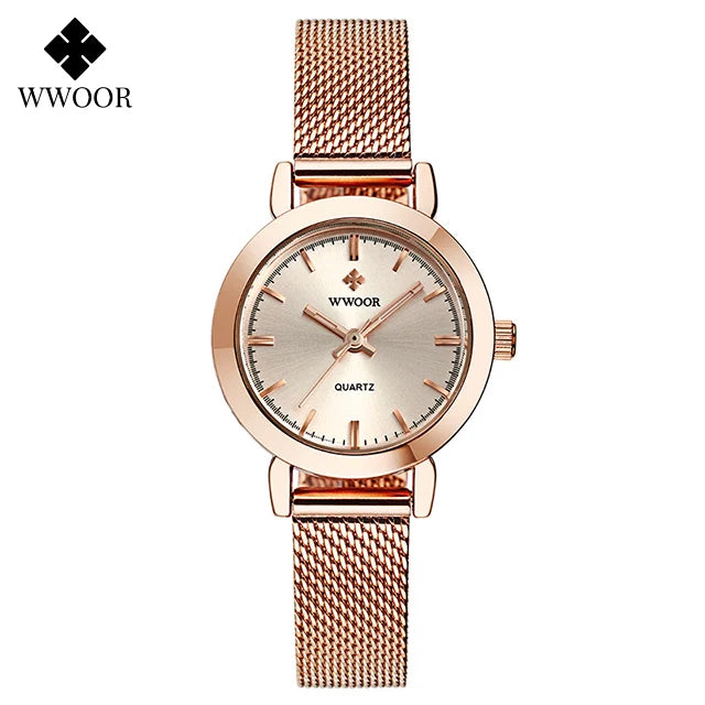 WWOOR Women's Watches Fashion Creative Stainless Steel Bracelet Watch For Women Top Brand Luxury Female Quartz Waterproof Watch