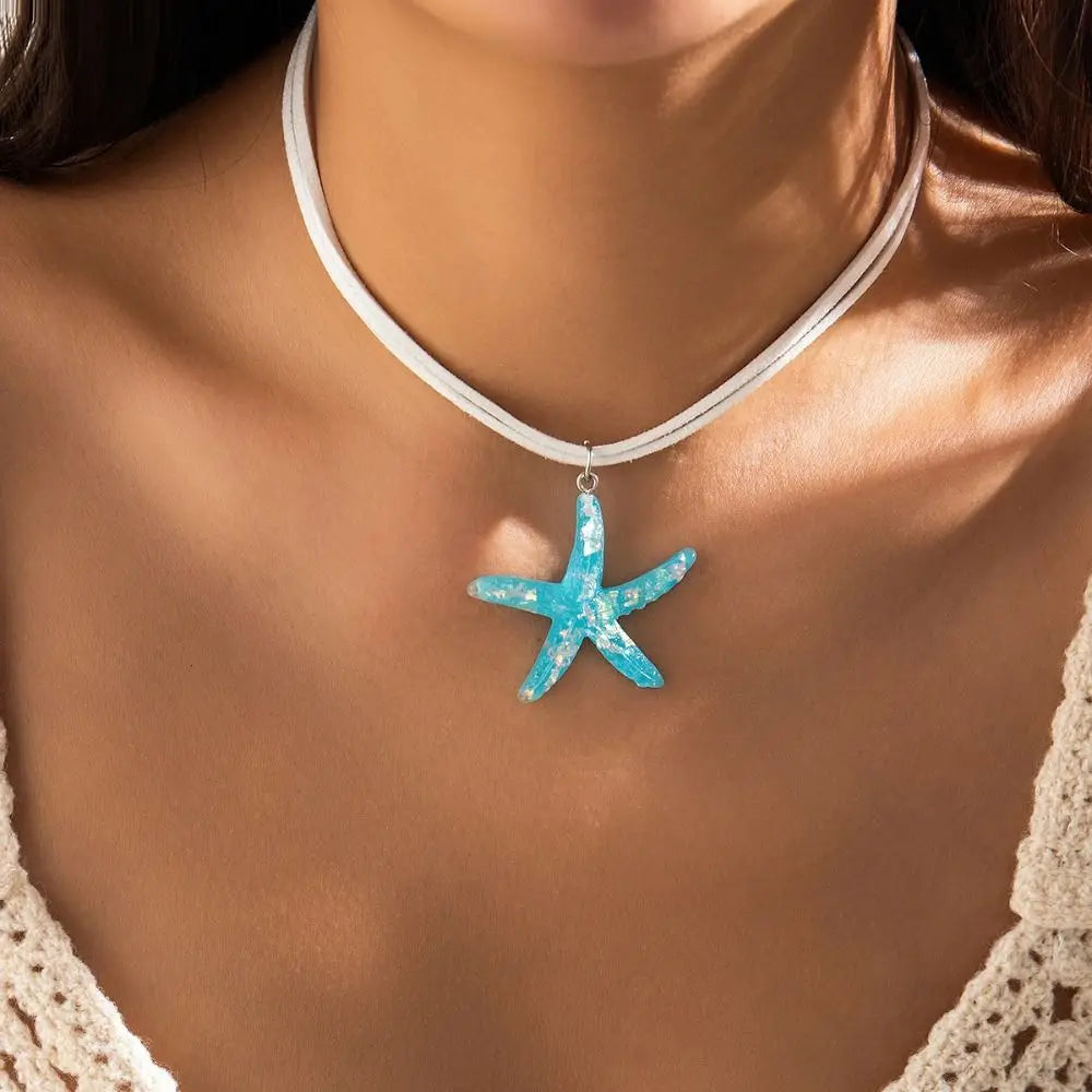 Pendant Conch Clavicle Chain Vintage Bohemian Style Y2K Accessories Starfish Necklace Gold Beach Choker Women