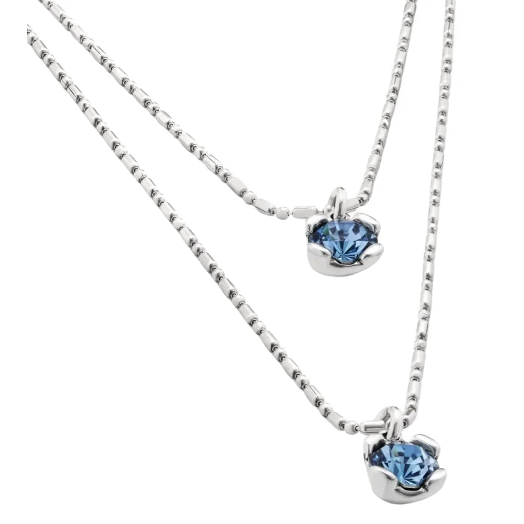 2025 Summer New Style Dazzling Double Layered Blue Crystal Necklace Women's Accessories Gift for Friends' Banquet