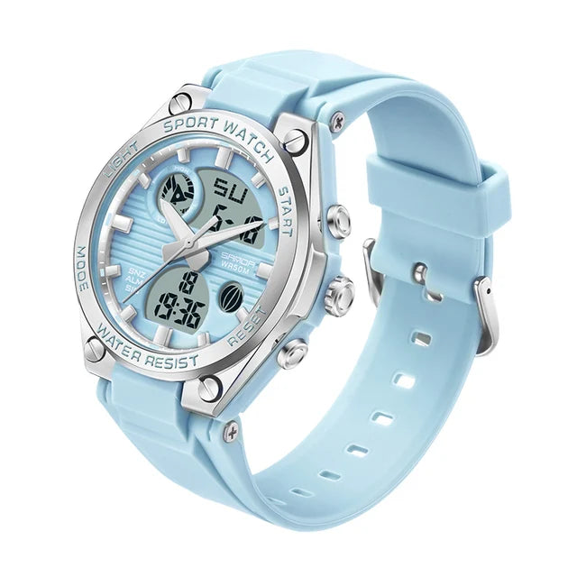 Sanda Brand Casual Fashion Watch Women Sport Chronograph Lady Quartz Wristwatch 50m Waterproof Female Girl Wrist Watch 6067