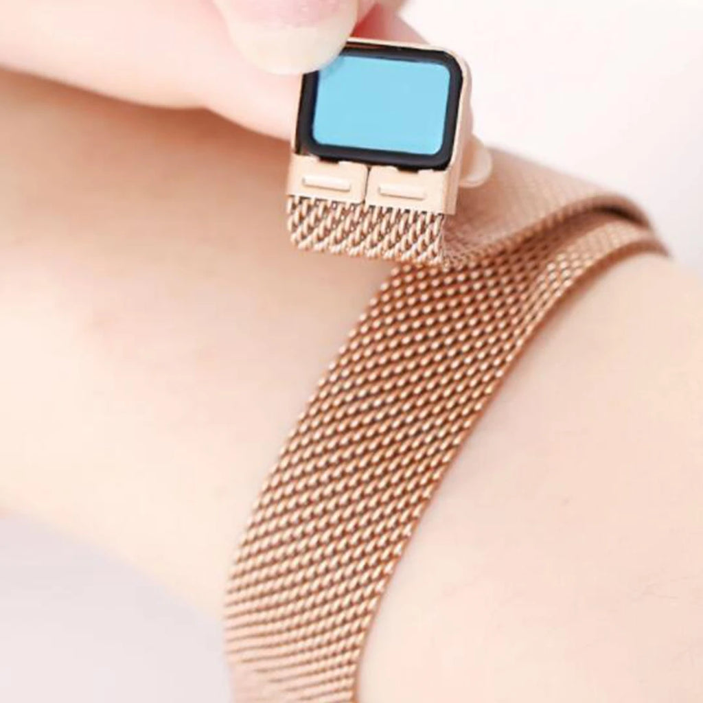 2PCS/Set Fashion Rectangle Women's Quartz Watch Magnet Buckle Mesh Band Watches Bracelet Set
