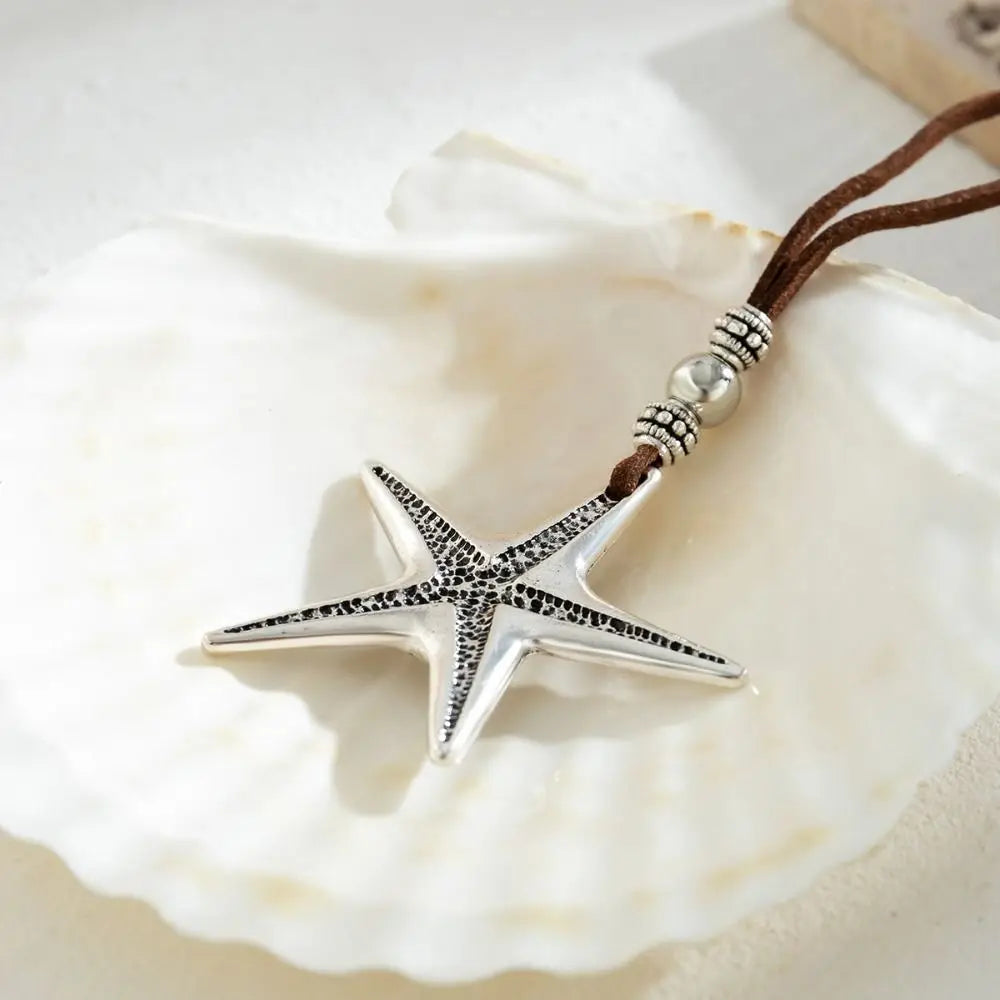 Pendant Conch Clavicle Chain Vintage Bohemian Style Y2K Accessories Starfish Necklace Gold Beach Choker Women