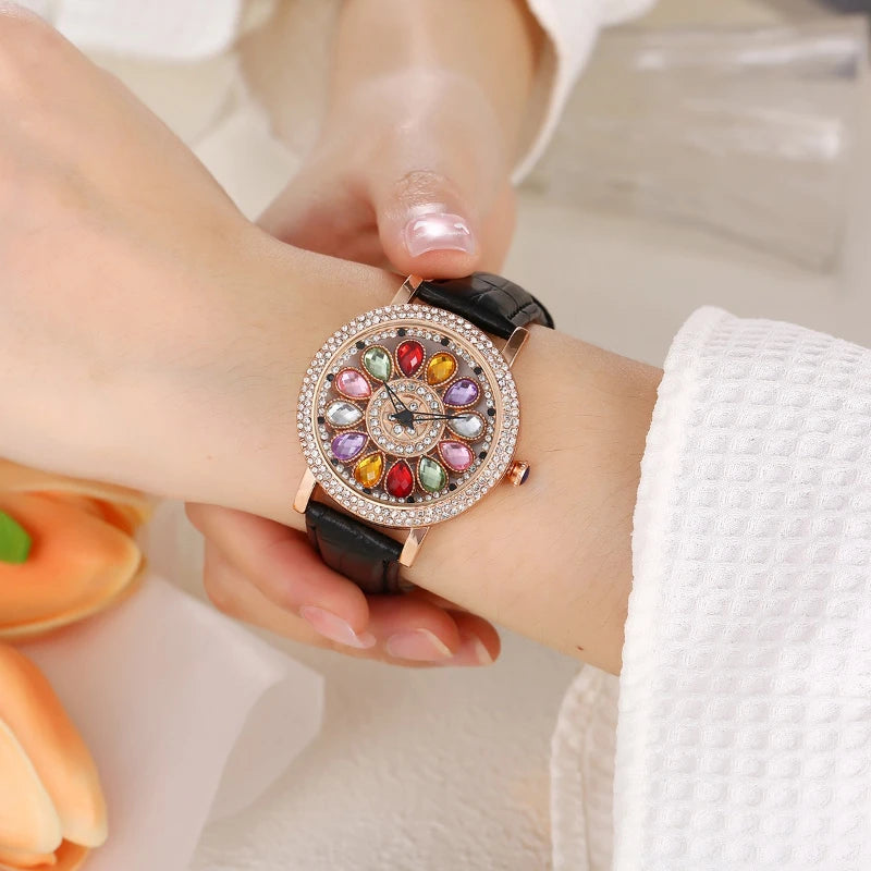 Luxury Brand Elegant Woman Wristwatch Diamond Transit Colours Watches Female Original Ladies Watch Часы Женские Наручные