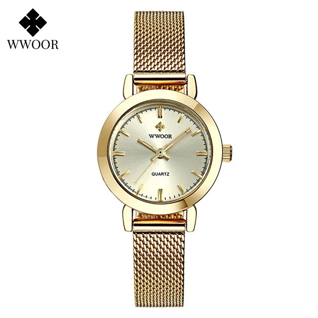 WWOOR Women's Watches Fashion Creative Stainless Steel Bracelet Watch For Women Top Brand Luxury Female Quartz Waterproof Watch