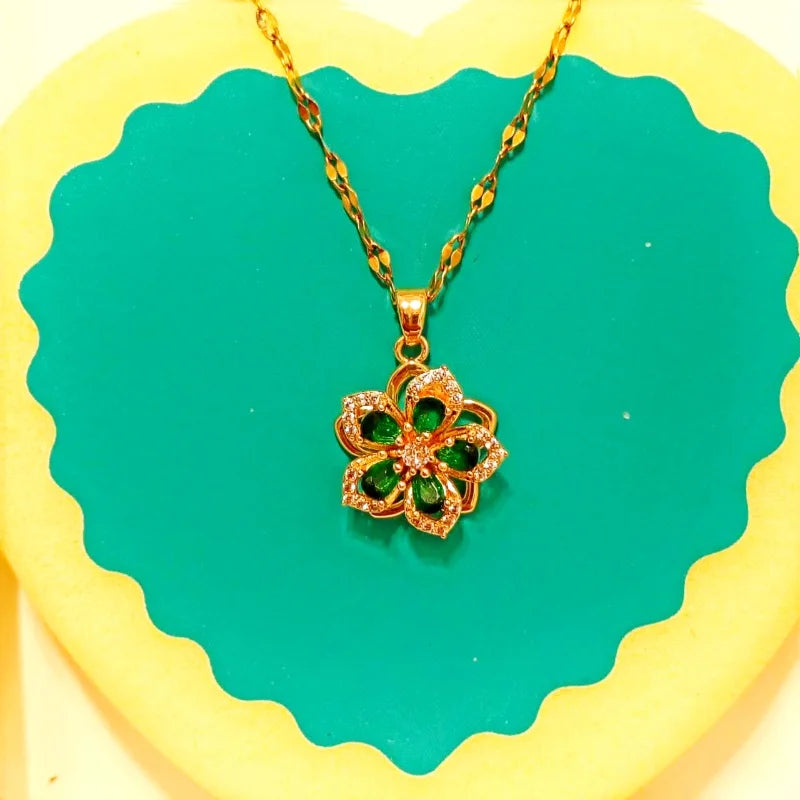 Exclusive 5-Petal Flower Windmill Pendant Necklace with Rotating Design and Elegant Titanium Steel Chain for Women