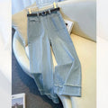 White Jeans Wide-leg Pants Women's Thin Summer Pants 2024 New High-waisted Raw Edge Small Straight Pants Women's Clothing Brief