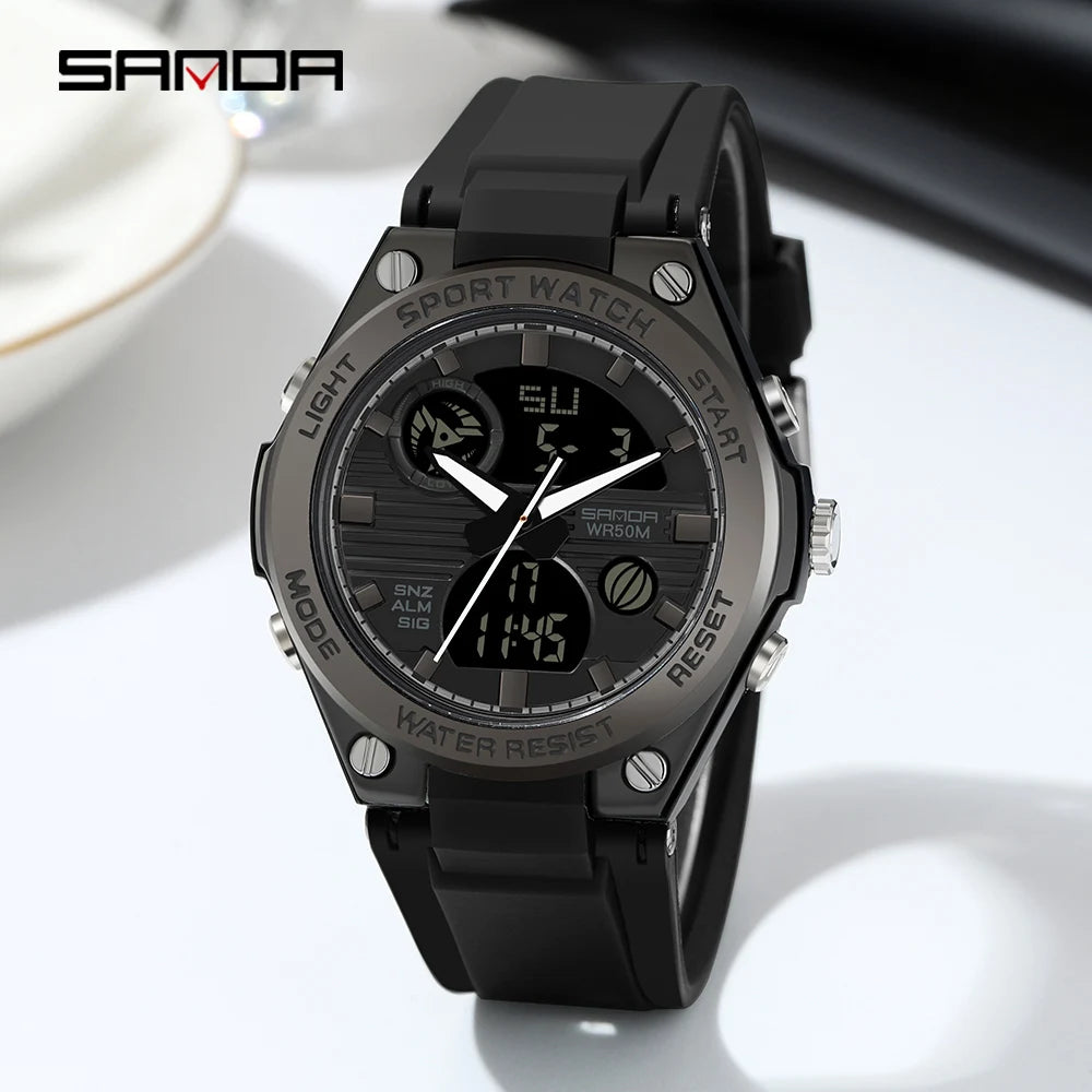 Sanda Brand Casual Fashion Watch Women Sport Chronograph Lady Quartz Wristwatch 50m Waterproof Female Girl Wrist Watch 6067