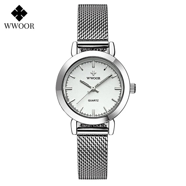 WWOOR Women's Watches Fashion Creative Stainless Steel Bracelet Watch For Women Top Brand Luxury Female Quartz Waterproof Watch
