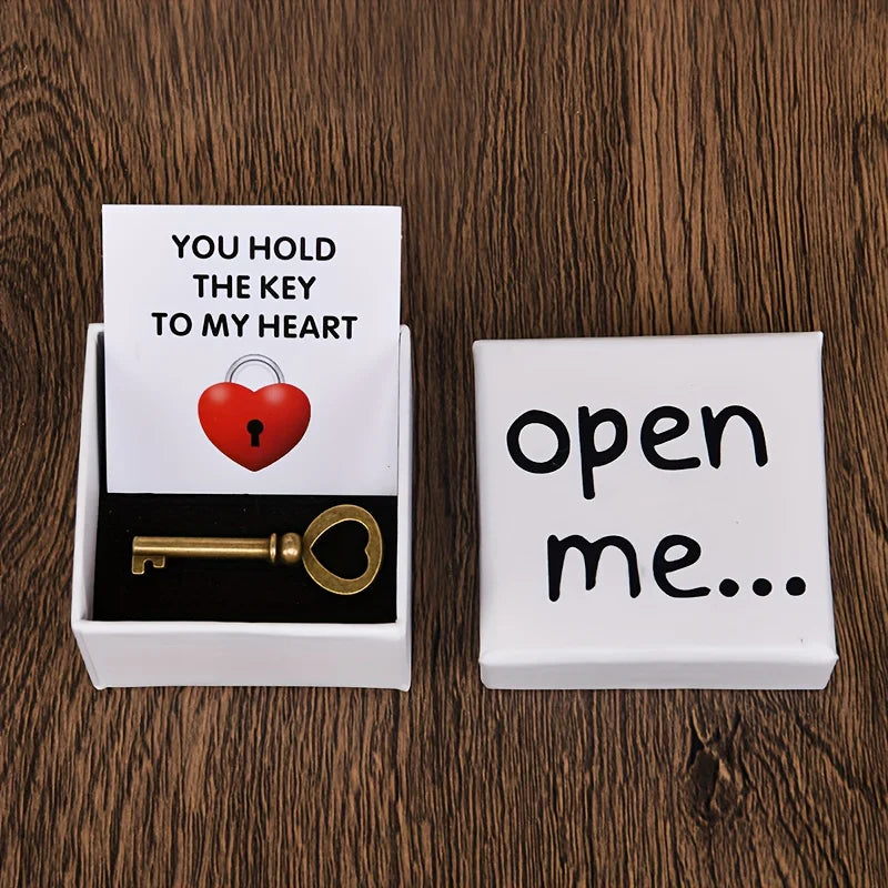 Charming 'Open Me' Surprise Gift Box Containing A Key & Message Card, Perfect for Valentine's Day, and Gifts for Friends