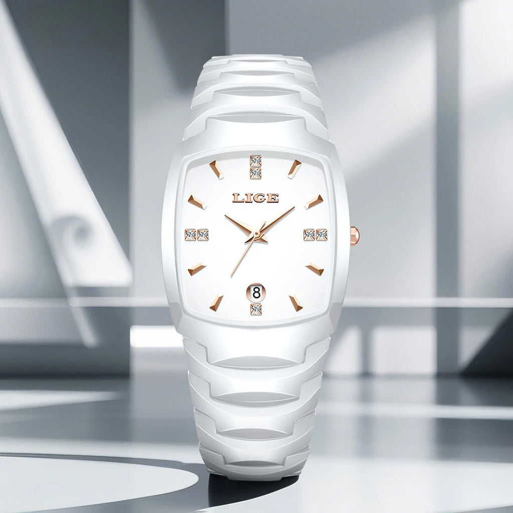 LIGE Fashion Luxury Woman Watch Simple Elegant Stainless Steel Casual Quartz Watches for Women Calendar Ladies Romantic Gift New