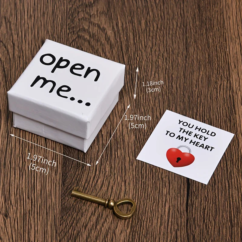 Charming 'Open Me' Surprise Gift Box Containing A Key & Message Card, Perfect for Valentine's Day, and Gifts for Friends