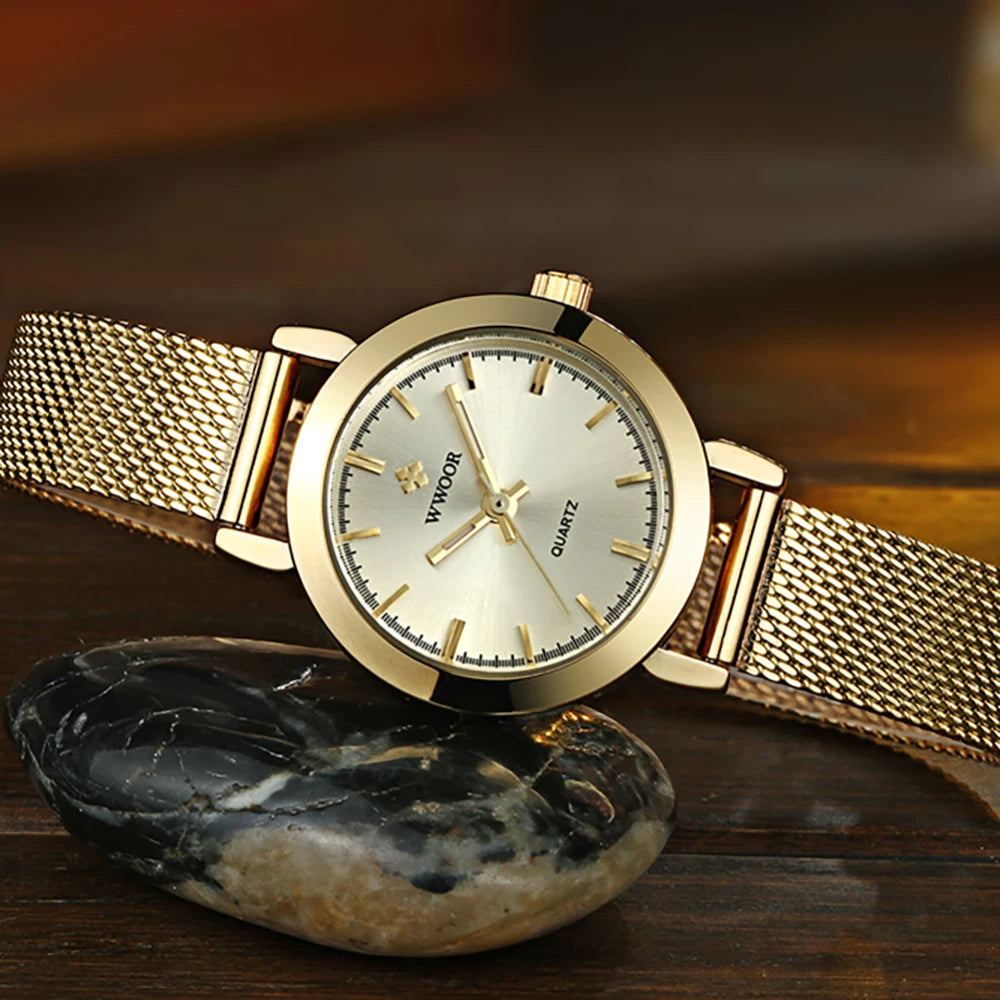 WWOOR Women's Watches Fashion Creative Stainless Steel Bracelet Watch For Women Top Brand Luxury Female Quartz Waterproof Watch