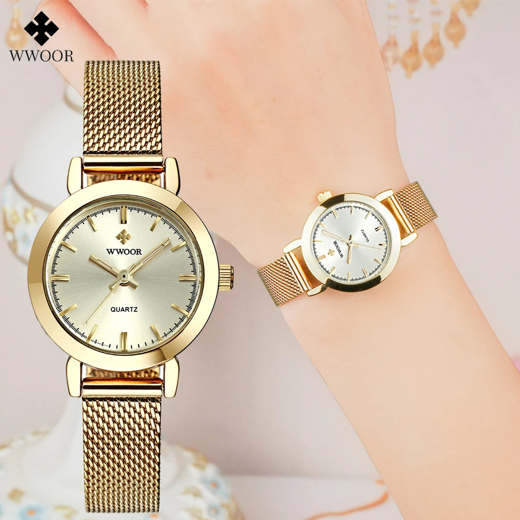 WWOOR Women's Watches Fashion Creative Stainless Steel Bracelet Watch For Women Top Brand Luxury Female Quartz Waterproof Watch