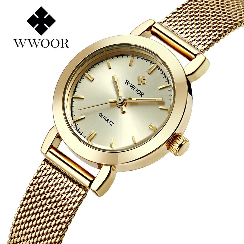 WWOOR Women's Watches Fashion Creative Stainless Steel Bracelet Watch For Women Top Brand Luxury Female Quartz Waterproof Watch