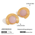 Uworld Designer Pink Natural Stone Ribbed Earrings 18K Gold Color Stainless Steel Round Earrings Women's Accessories Party Gift