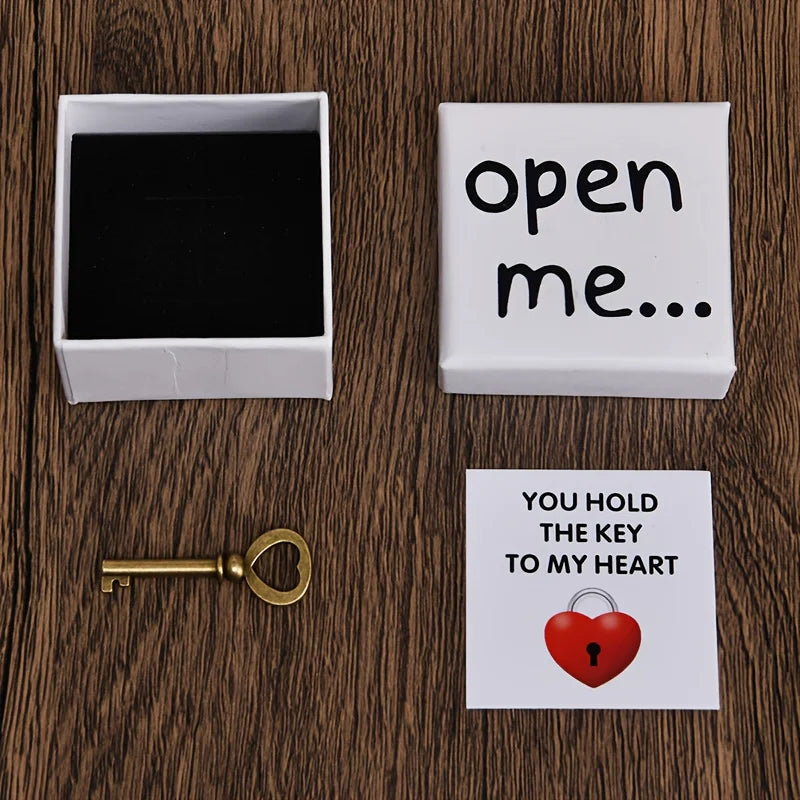 Charming 'Open Me' Surprise Gift Box Containing A Key & Message Card, Perfect for Valentine's Day, and Gifts for Friends