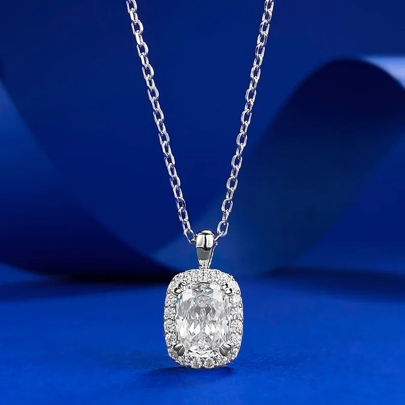 Queen Heart Lab Moissanite Diamond Pendant 100% Real 925 Sterling Silver Wedding Chocker Necklace for Women Engagement Jewelry