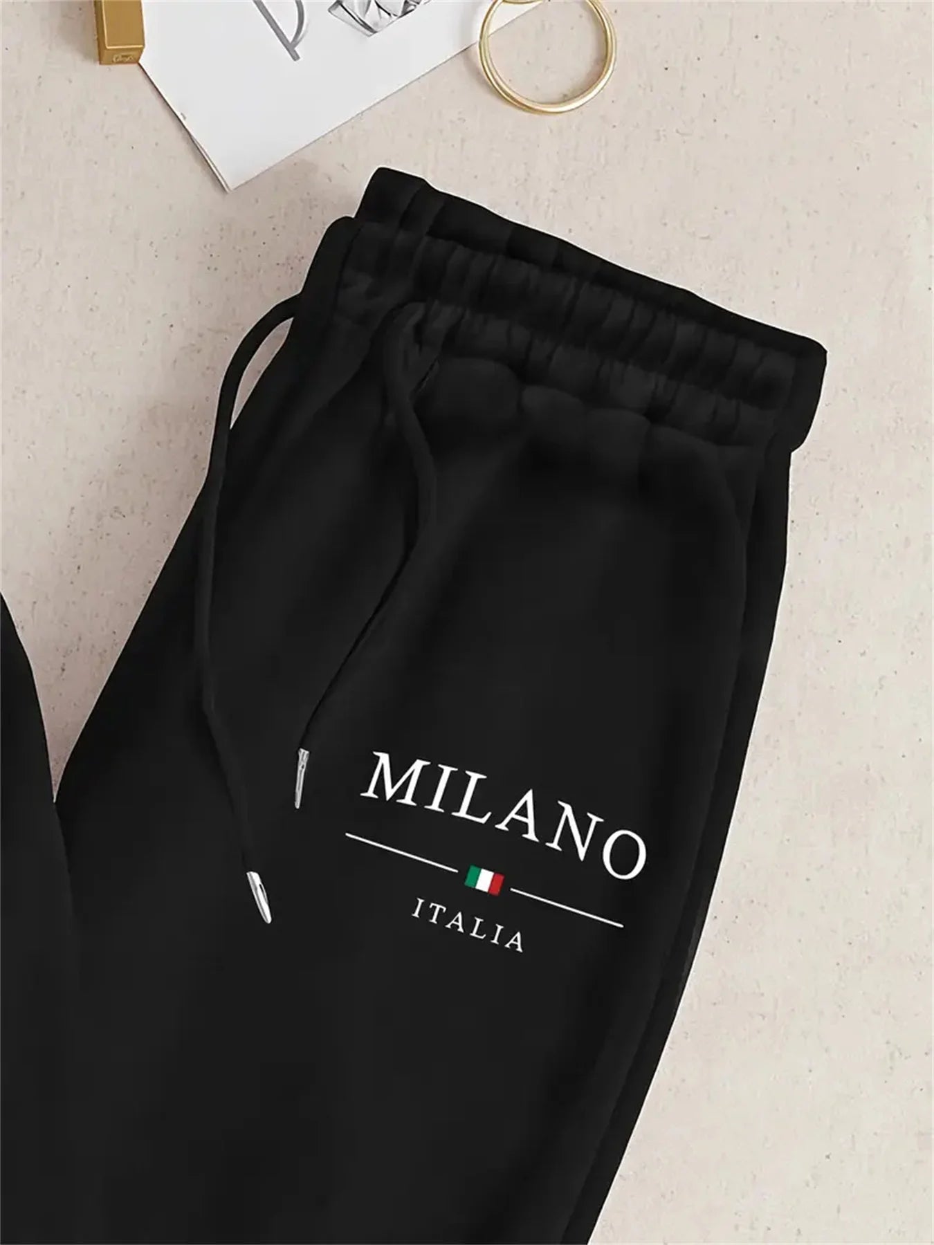 Women's Hoodie+Sweatpants Set Hip Hop Street Casual MILANO ITALIA Letter Printed Loose Sweatshirt Autumn Wool Warm Clothing