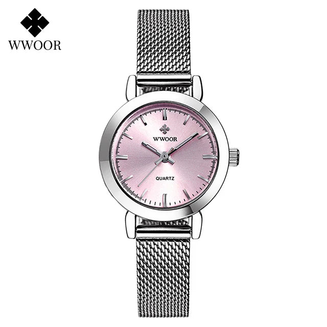 WWOOR Women's Watches Fashion Creative Stainless Steel Bracelet Watch For Women Top Brand Luxury Female Quartz Waterproof Watch