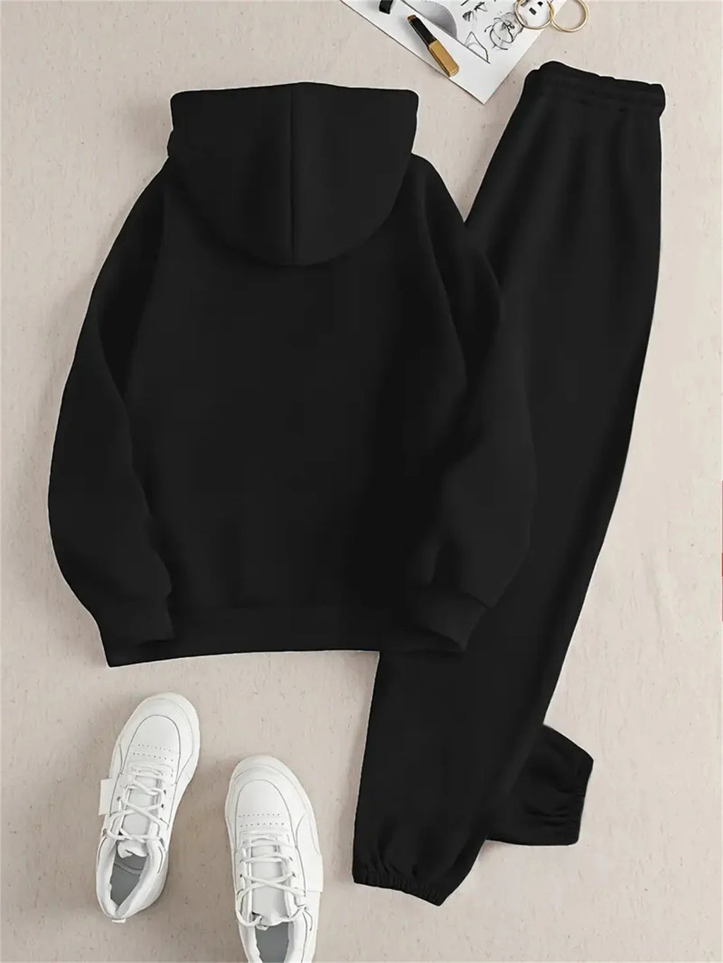 Women's Hoodie+Sweatpants Set Hip Hop Street Casual MILANO ITALIA Letter Printed Loose Sweatshirt Autumn Wool Warm Clothing