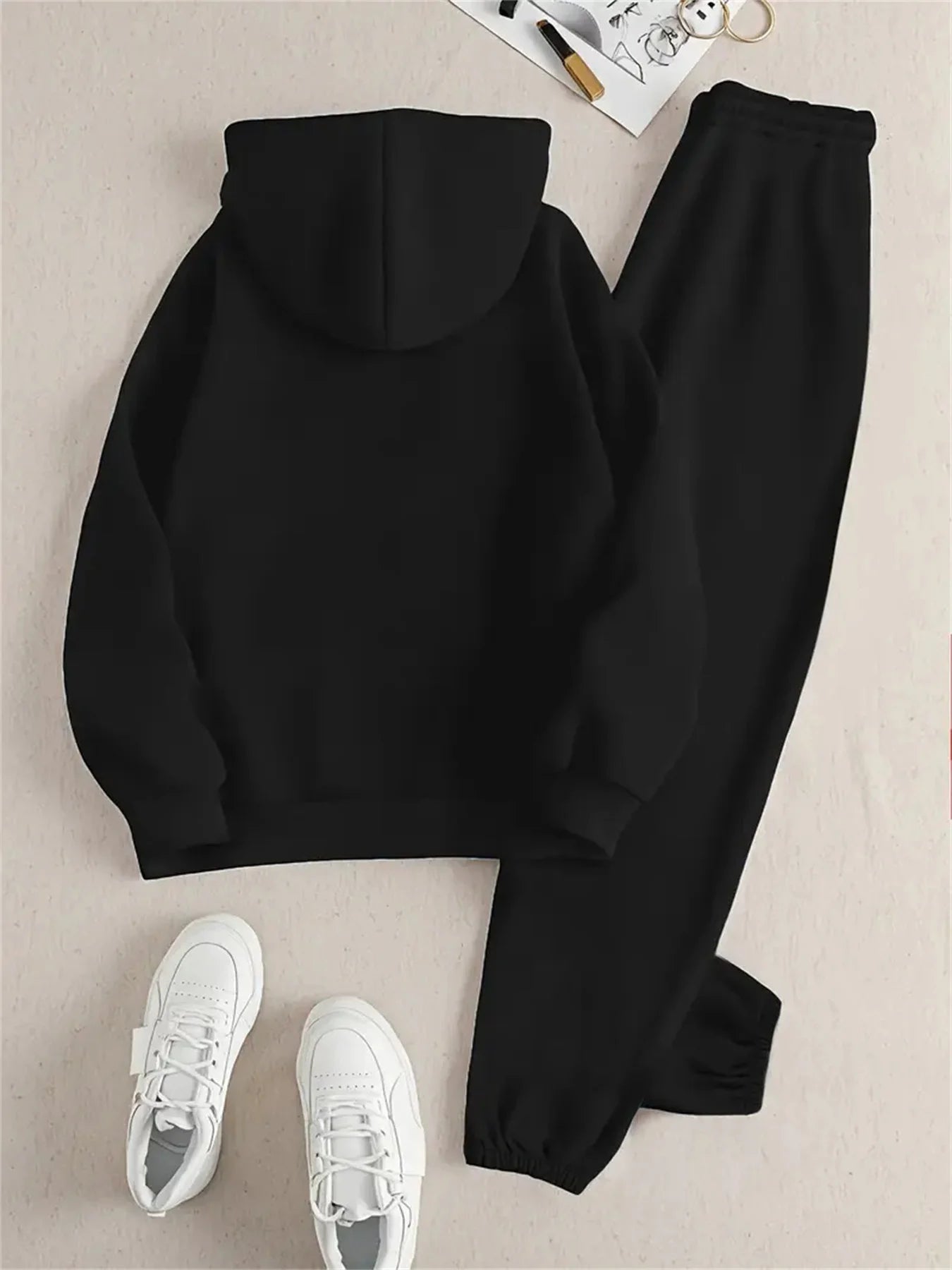 Women's Hoodie+Sweatpants Set Hip Hop Street Casual MILANO ITALIA Letter Printed Loose Sweatshirt Autumn Wool Warm Clothing